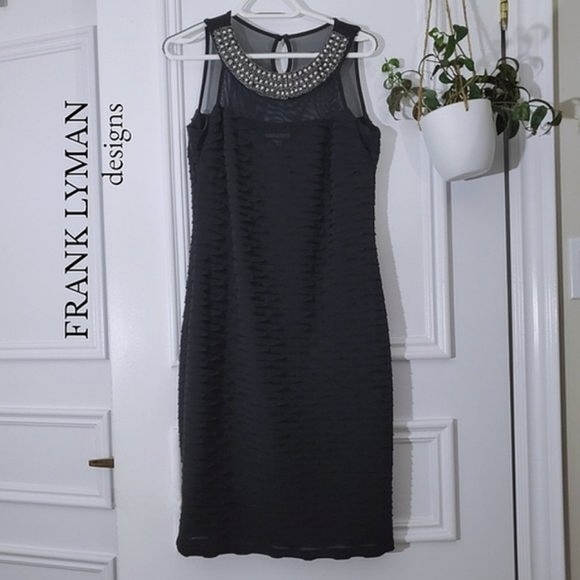 Frank Lyman Design Dresses & Skirts - FRANK LYMAN Metallic Beaded Ring Neck Sweetheart Chiffon Tiered Dress- S…